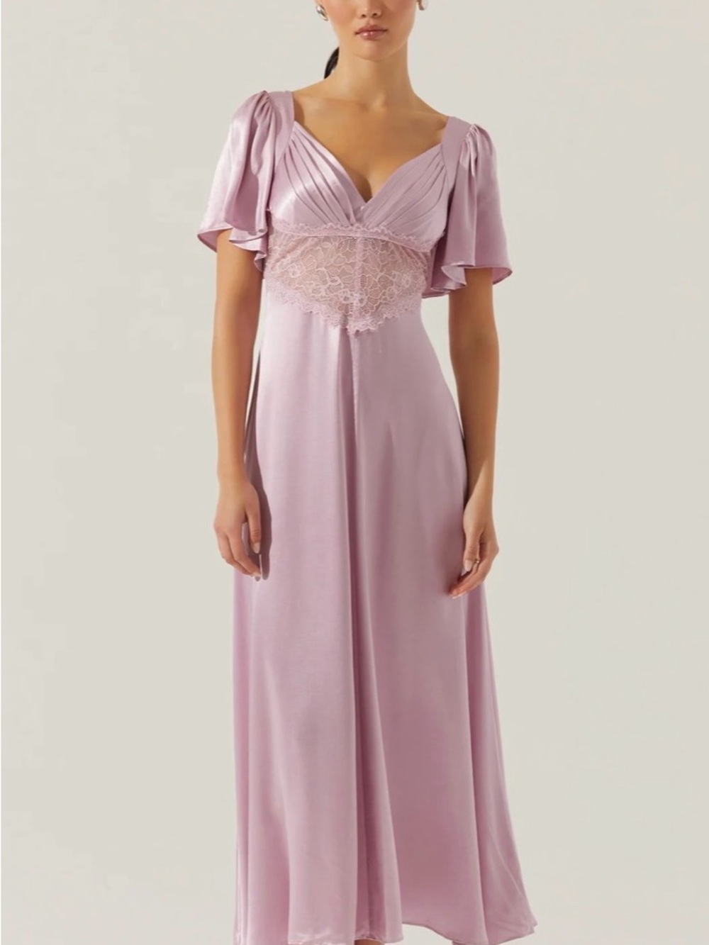 ASTR Aurelia Satin V-Neck Midi Dress
